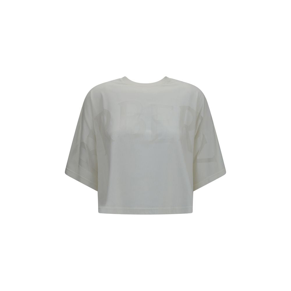 T-shirt blanc en coton de la marque Burberry, illustration simple visible sur le devant.