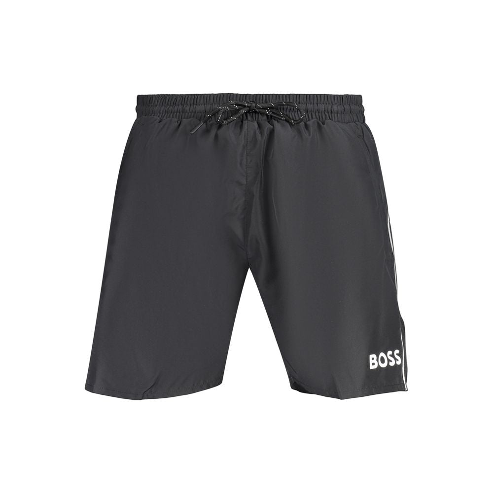 Shorts pour homme Hugo Boss Nero en polyester, style décontracté avec ceinture et poches visibles.