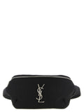 Sac bandoulière en cuir d'agneau noir de Saint Laurent, élégant et sophistiqué, avec détails en métal doré visible sur l'image.