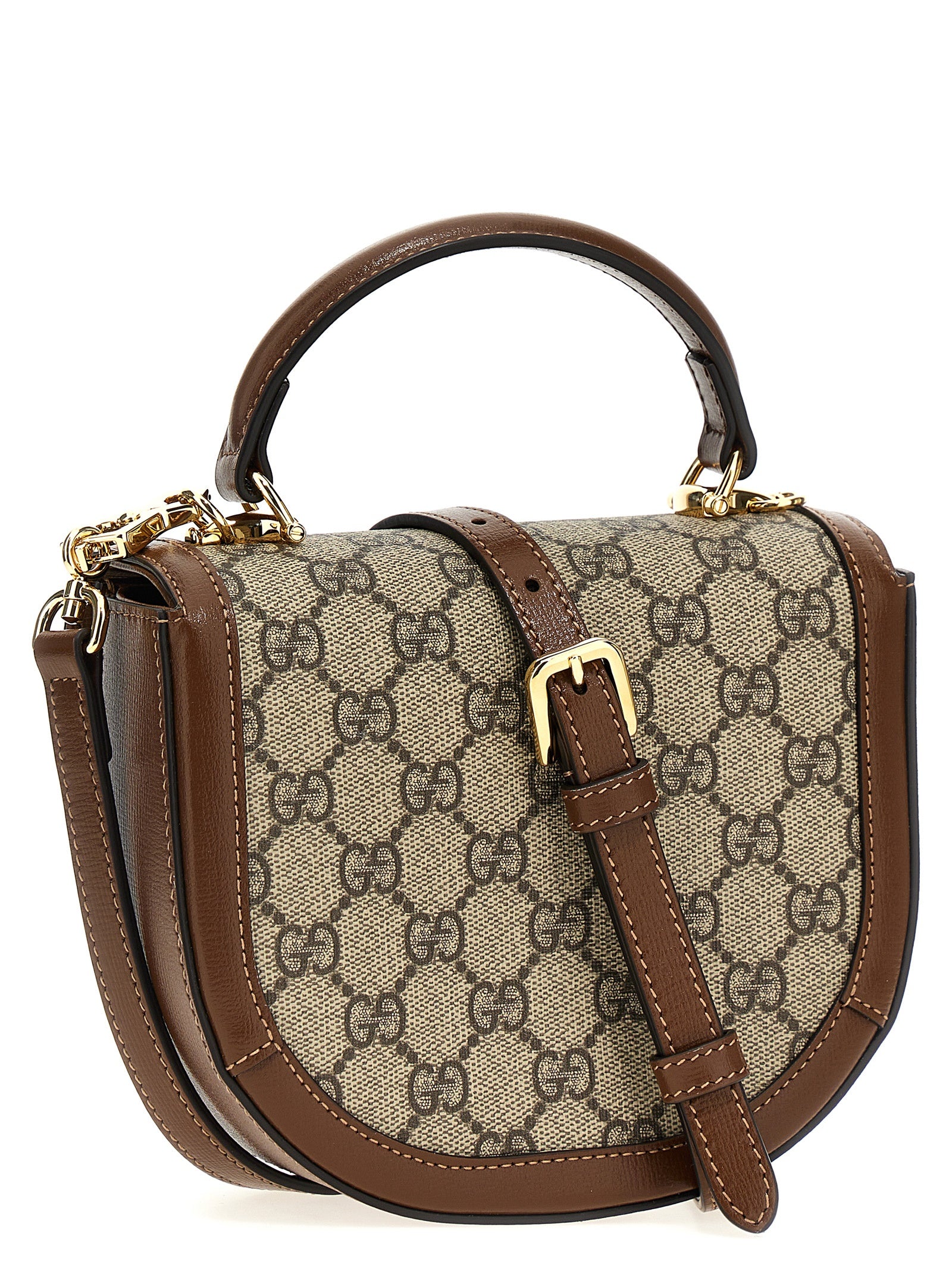 Sac à main Gucci en polyéthylène marron, élégant et spacieux, avec poignées confortables pour un style chic.
