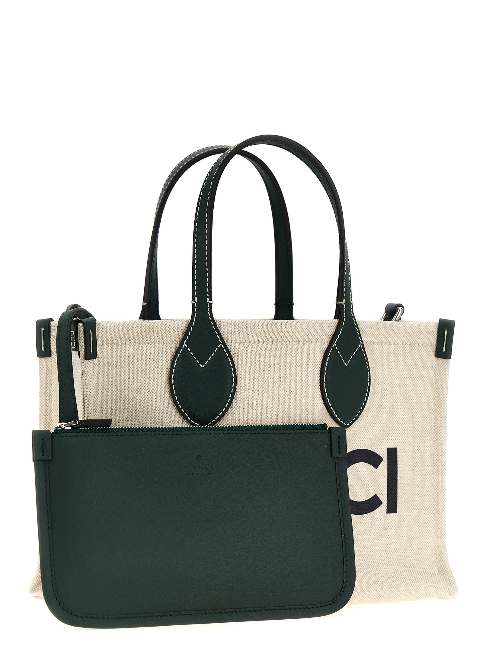 Sac Gucci multicolore en polyéthylène, grand modèle avec poignées, design élégant et moderne pour un usage quotidien.