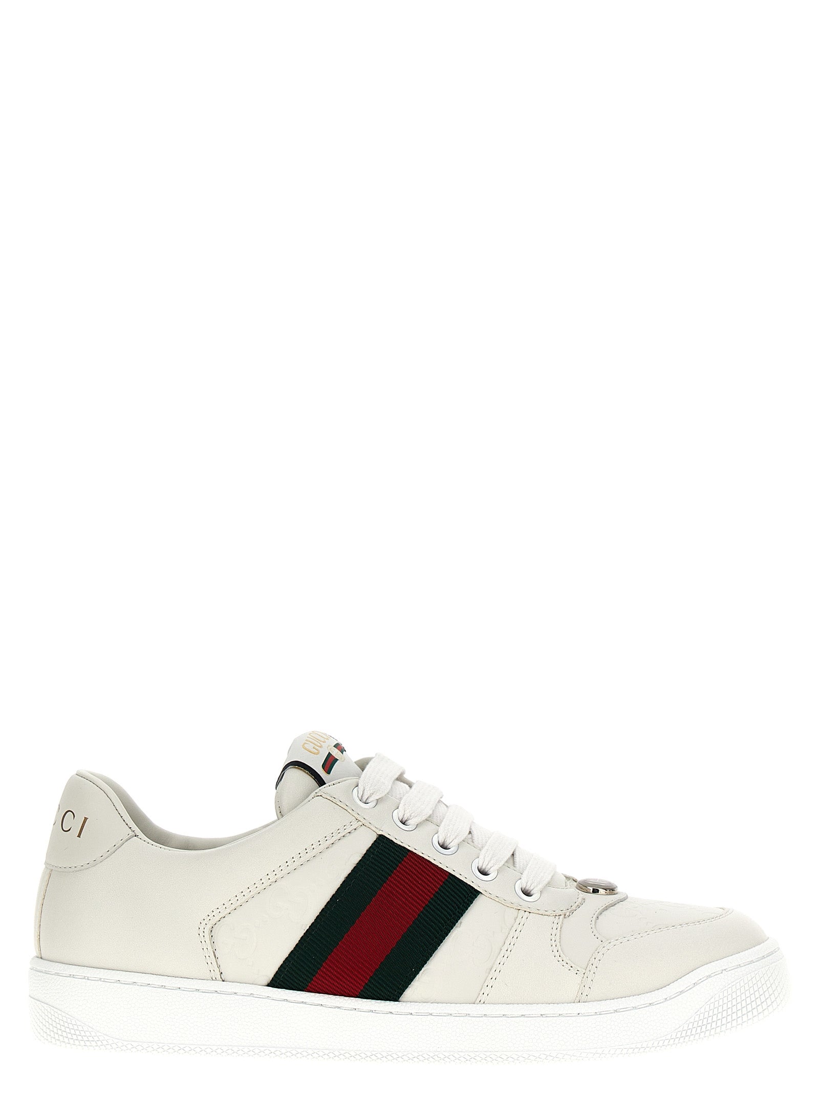 Chaussures basses Gucci en cuir d'agneau blanc, sneakers décontractés élégants pour homme ou femme