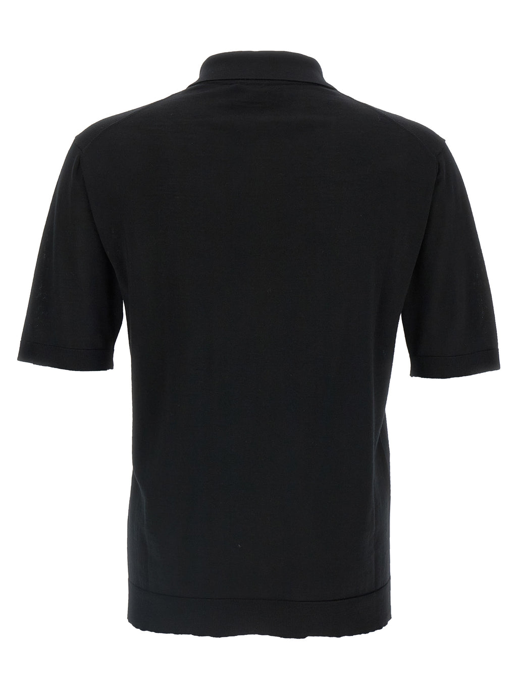 Chemise polo en laine noire Gucci, détail élégant et logo de la marque visible sur le devant, tissu doux et confortable.