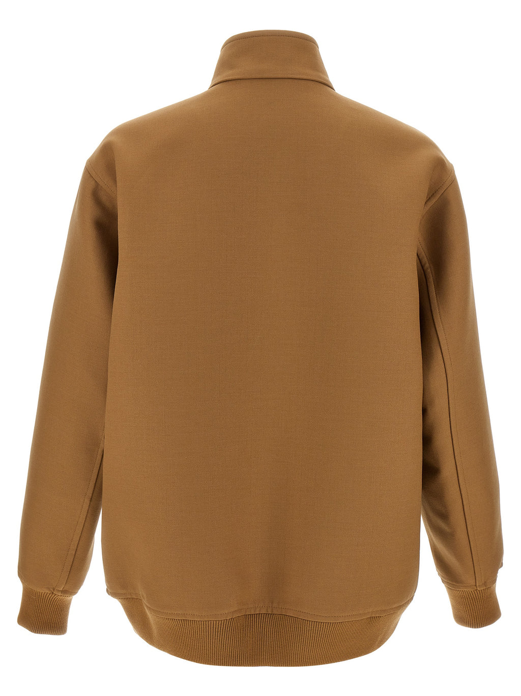 Veste en laine marron Gucci pleine longueur, élégante et chaude, portée sur un mannequin.