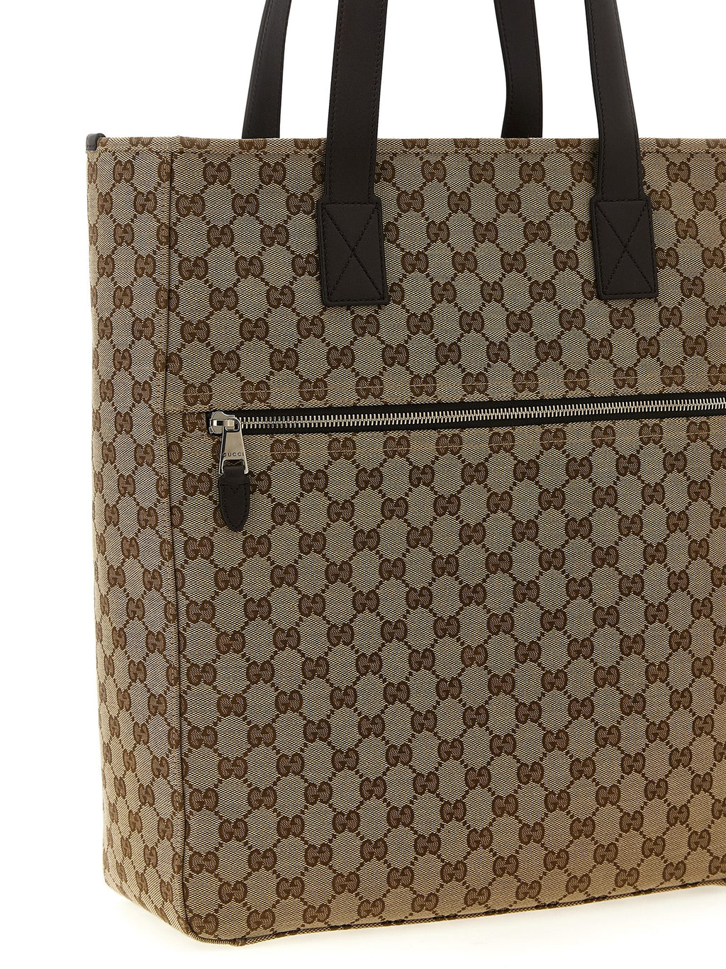 Sac à bandoulière en polyester marron Gucci, design élégant avec logo Gucci visible sur le devant.