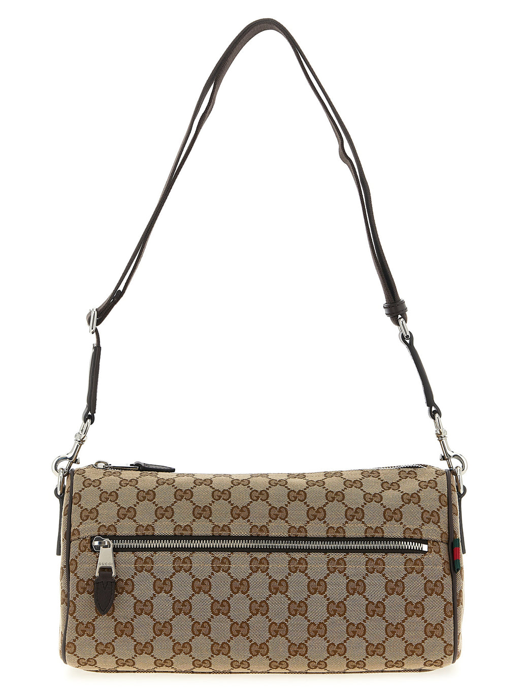 Sac à bandoulière en polyester beige Gucci, vue détaillée du design élégant et pratique du sac de la marque italienne.