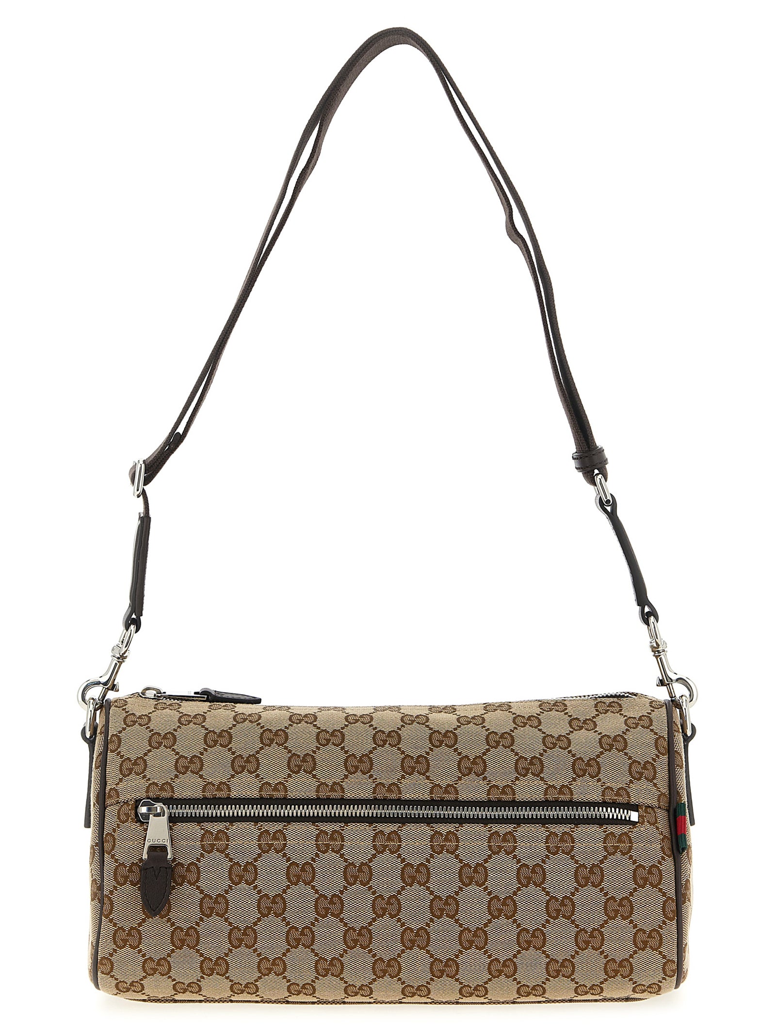Sac à bandoulière en polyester beige Gucci, vue détaillée du design élégant et pratique du sac de la marque italienne.