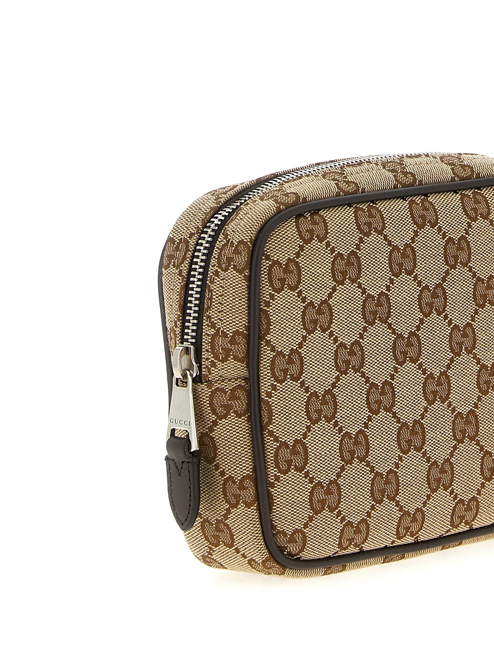 Sac bandoulière en polyester beige de Gucci, avec détails élégants et design sophistiqué, vue de l'avant.