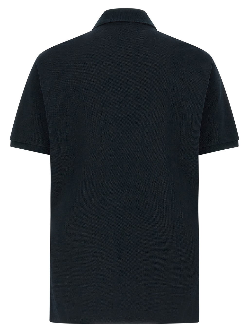Chemise polo en coton bleu Gucci, vue de face, détails du col et logo Gucci visible, vêtement élégant et décontracté.