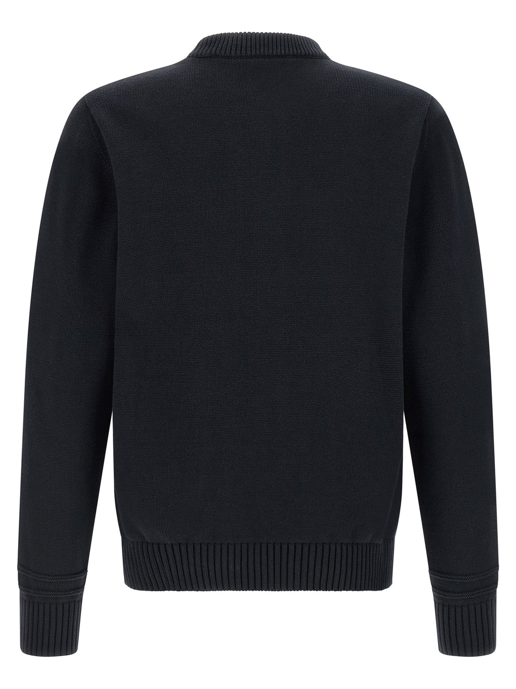 Cardigan en coton bleu Gucci, doux et léger, avec détails élégants, porté par un mannequin.