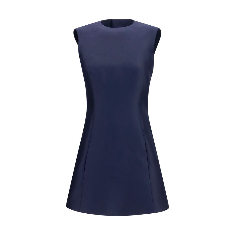 Robe décontractée en laine bleue Balenciaga Oves Aries, coupe casual, portée décontractée, détail laine visible.