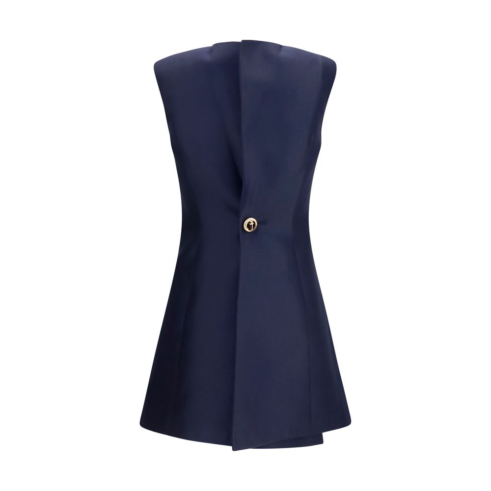 Robe décontractée en laine bleue de Balenciaga, style casual avec coupe élégante, portée sur un mannequin.