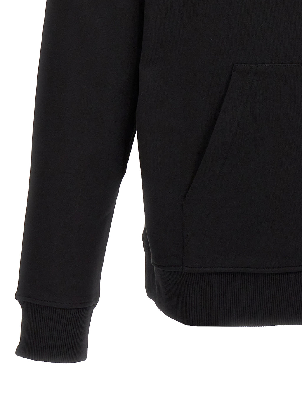 Sweat-shirt noir en coton de la marque Balmain, coupe décontractée avec logo discret, porté sur un mannequin.