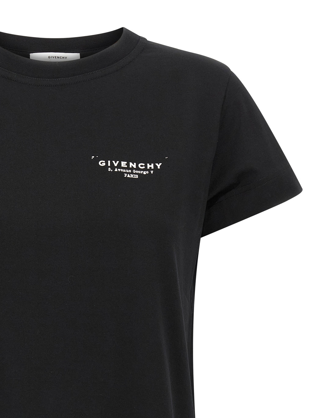 T-shirt en coton bicolore de Givenchy, coupe décontractée, avec logo discret, porté sur un mannequin.