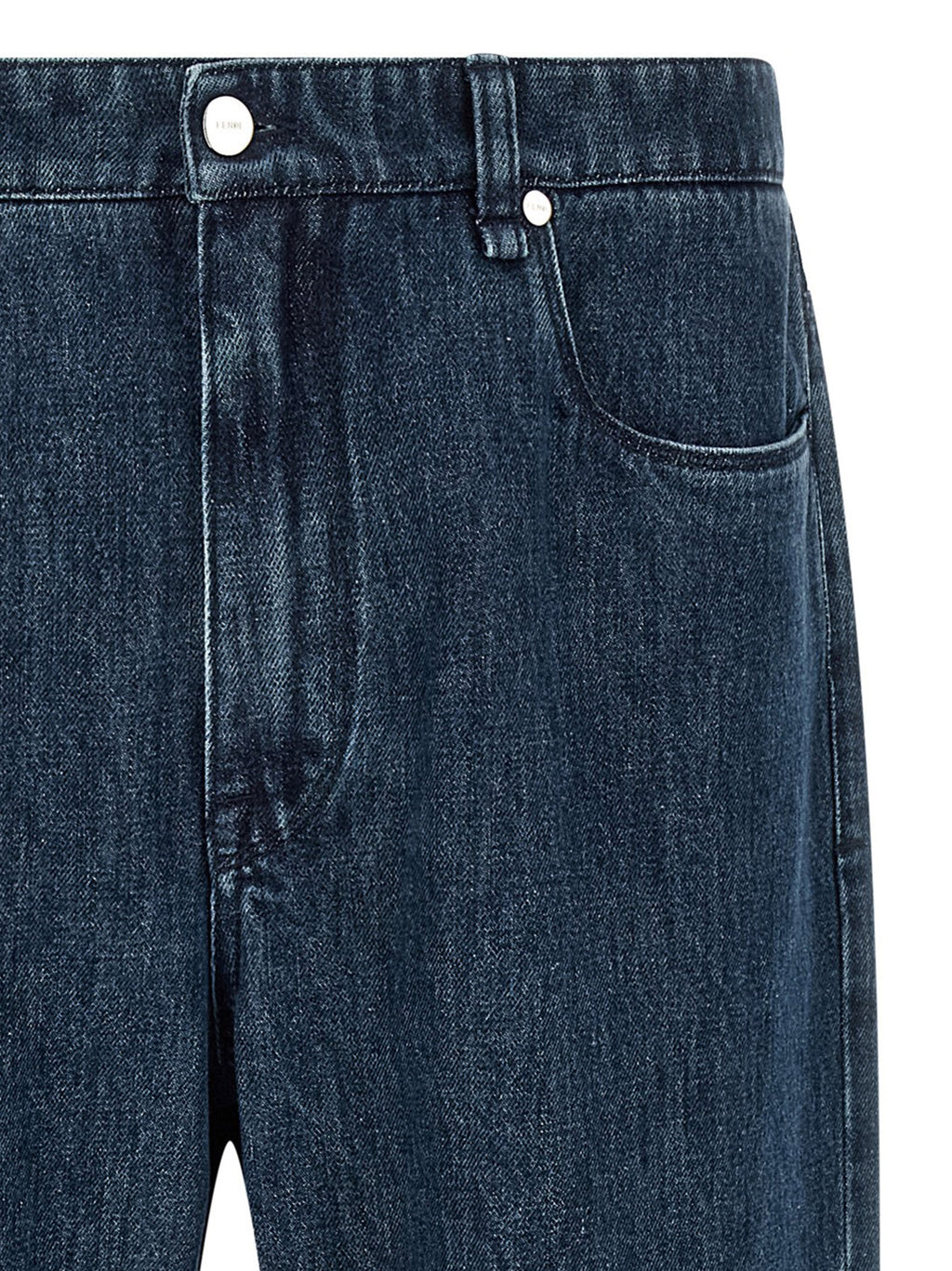 Pantalon jean évasé en coton bleu de la marque Fendi, coupe tendance et style élégant.