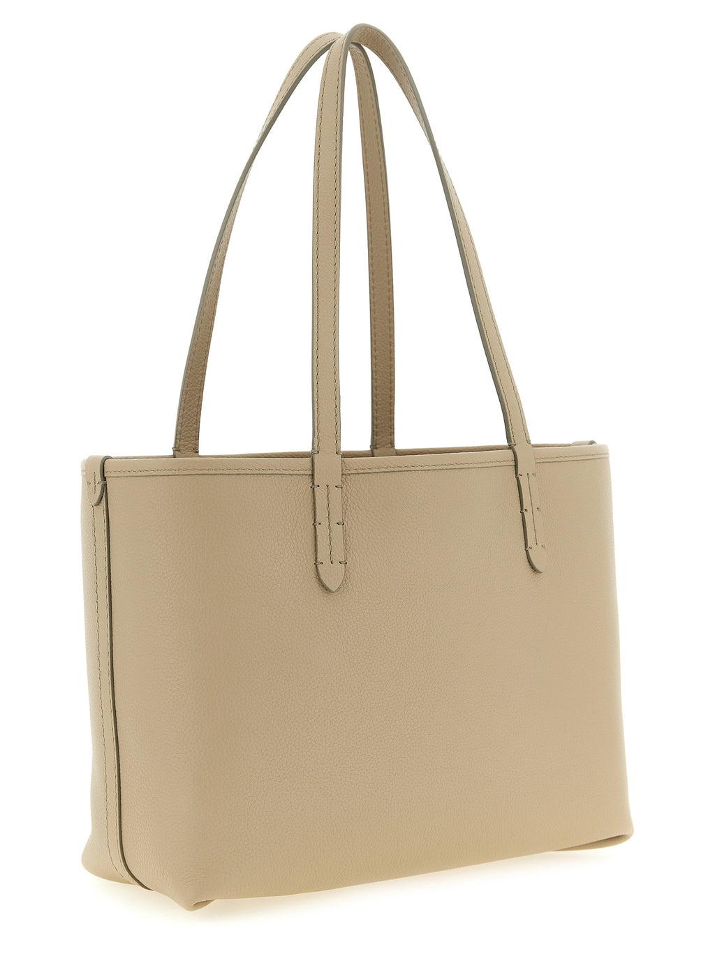 Sac tote en cuir de veau beige de Burberry avec détails élégants, idéal pour un style sophistiqué et pratique.