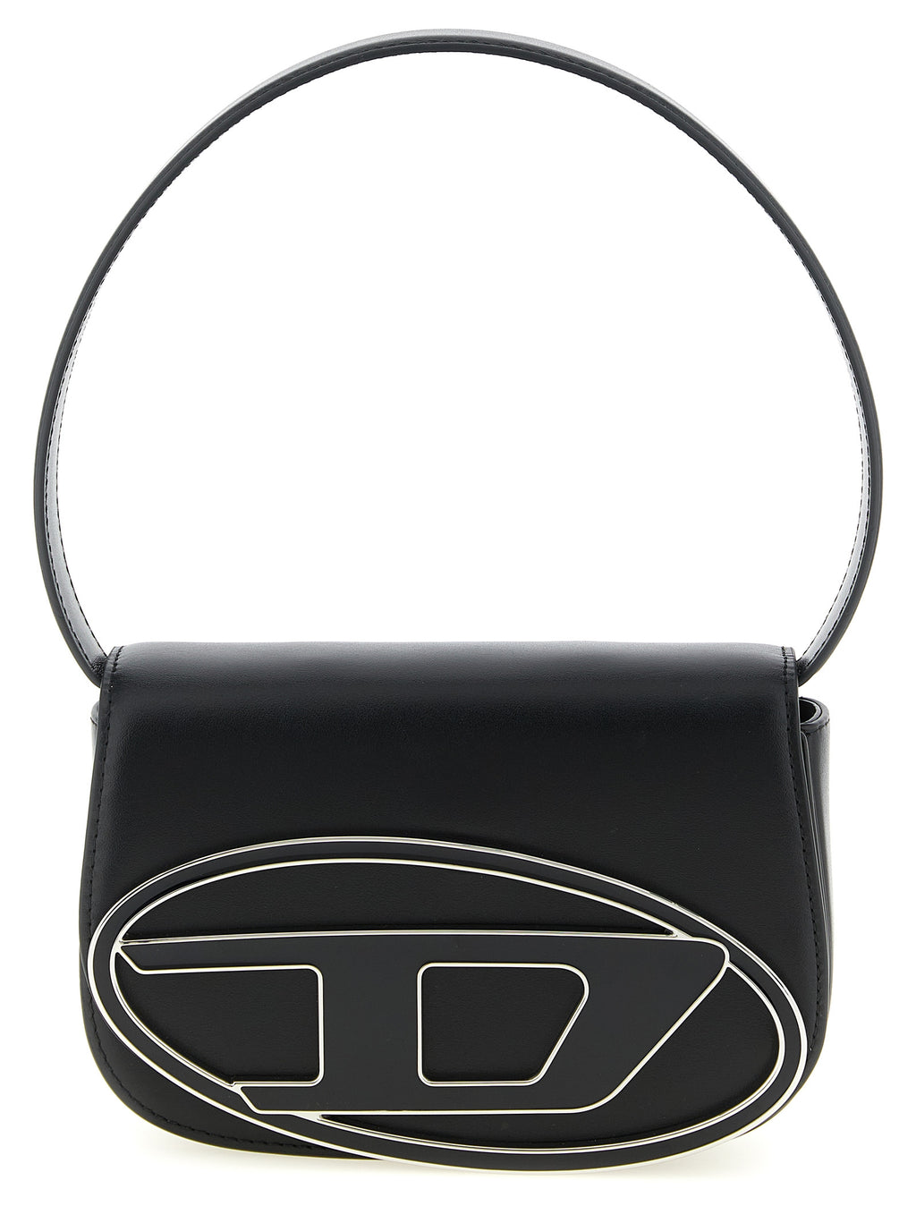 Sac à épaule Diesel en cuir noir de vachette, avec détails élégants et bandoulière réglable pour un style décontracté.