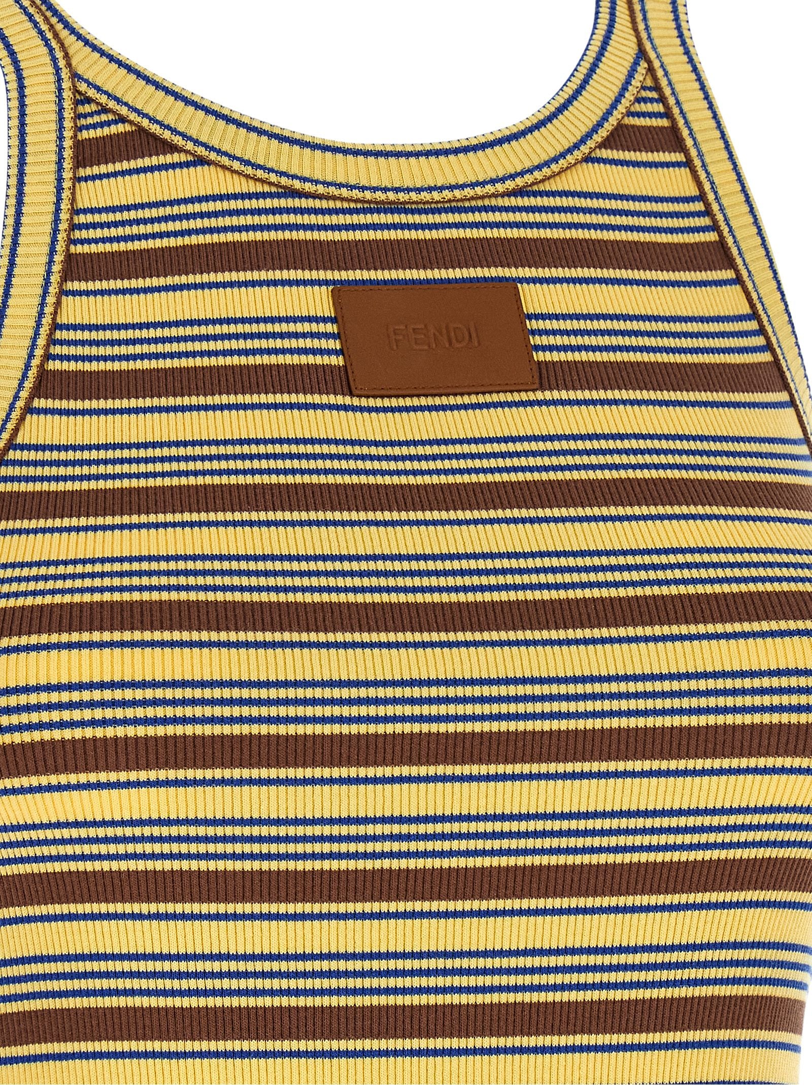 T-shirt sans manches Fendi en coton multicolore, style décontracté avec logo visible, idéal pour un look moderne et chic.