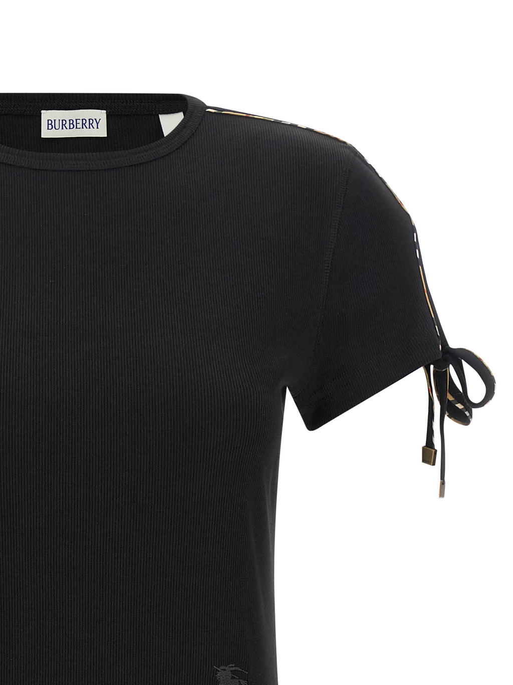 Robe courte en coton noir de Burberry, style élégant et décontracté, avec détails classiques de la marque.