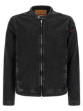 Veste en denim noir en coton de la marque Diesel, style décontracté avec boutons et poches frontales.