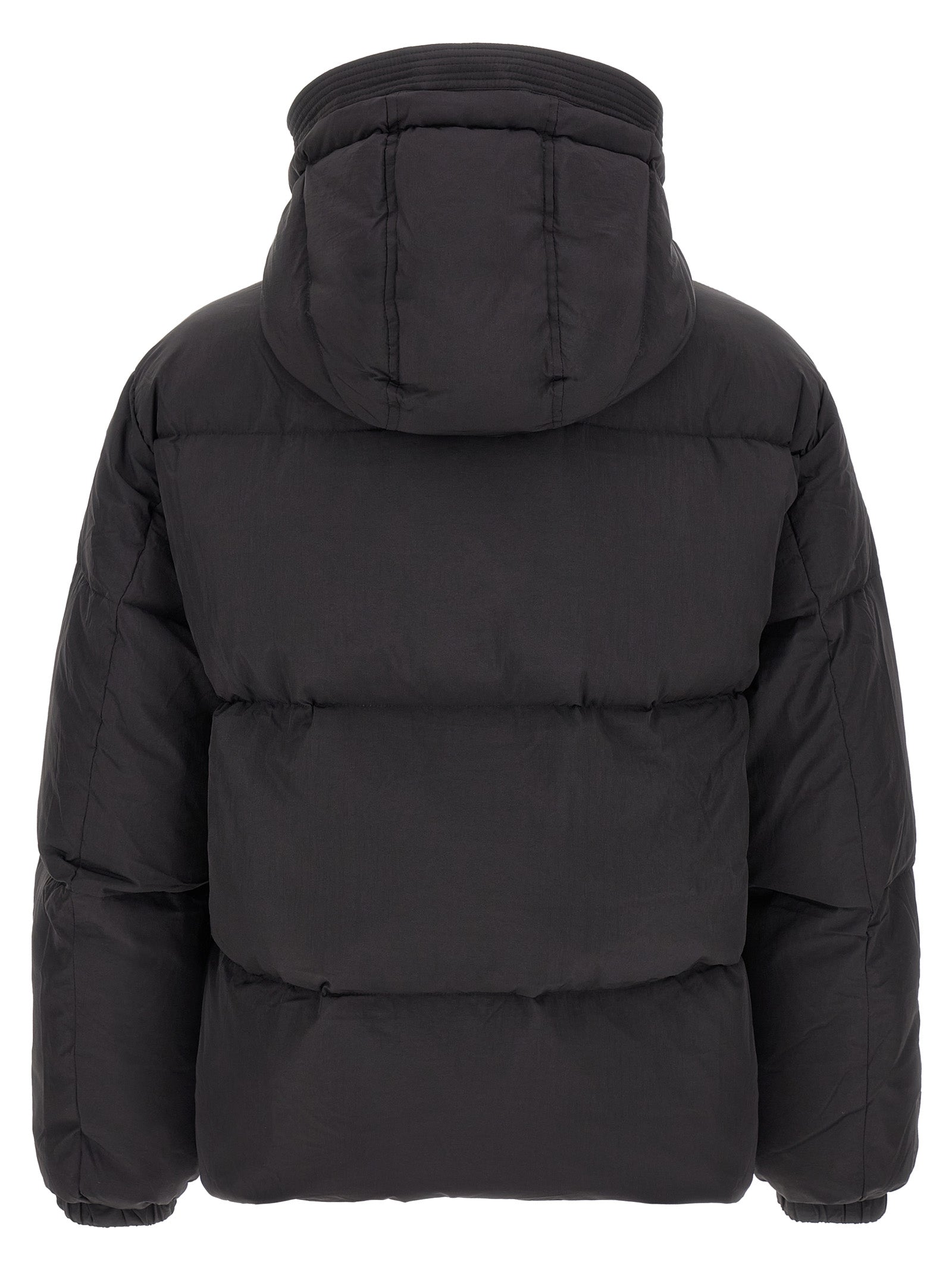 Veste longueur complète en polyamide noire de la marque Diesel, style moderne et résistant, visible sur l'image.
