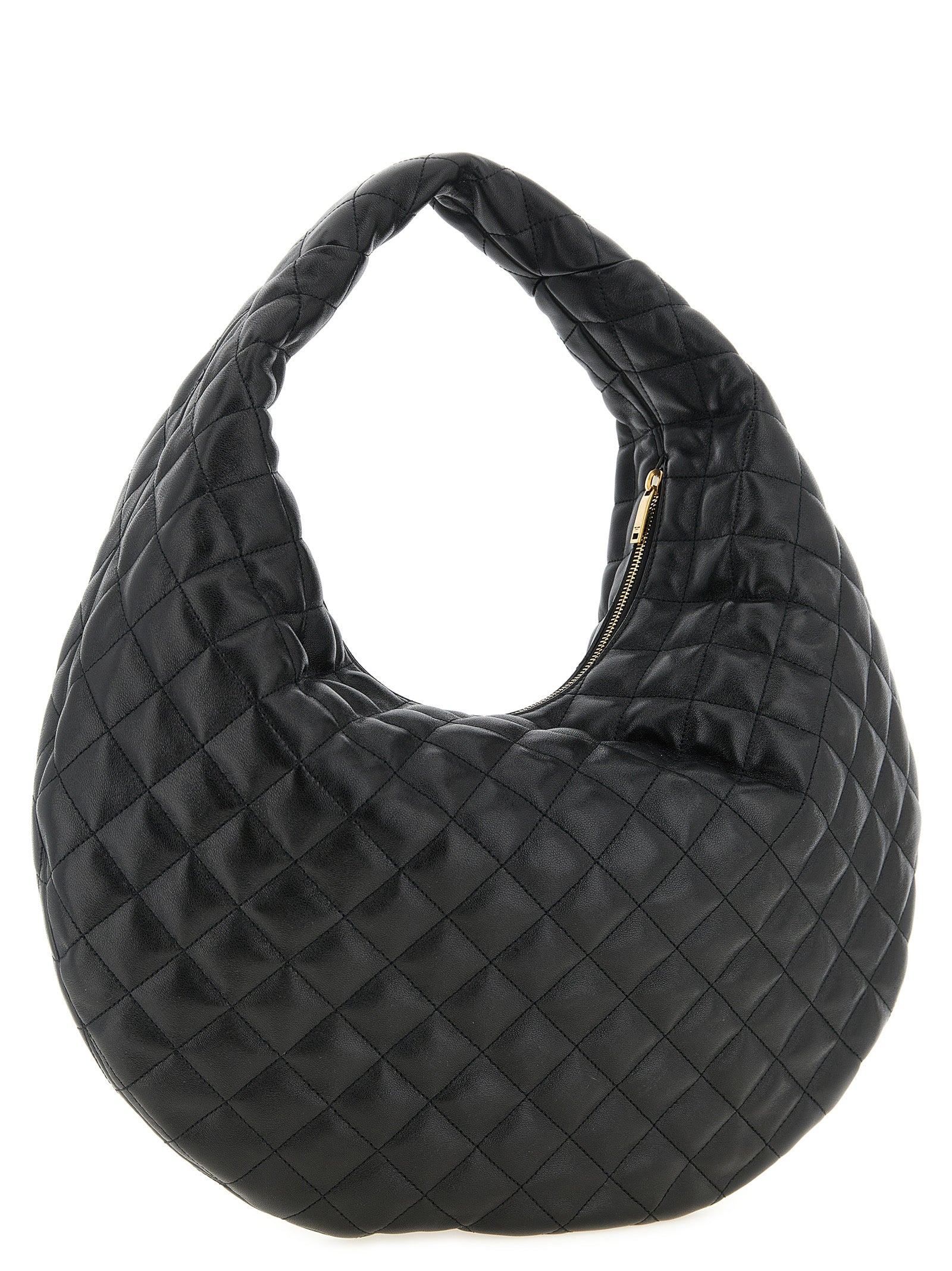 Sac à bandoulière en cuir d'agneau noir de Saint Laurent, élégant et sophistiqué, avec détails en métal doré.