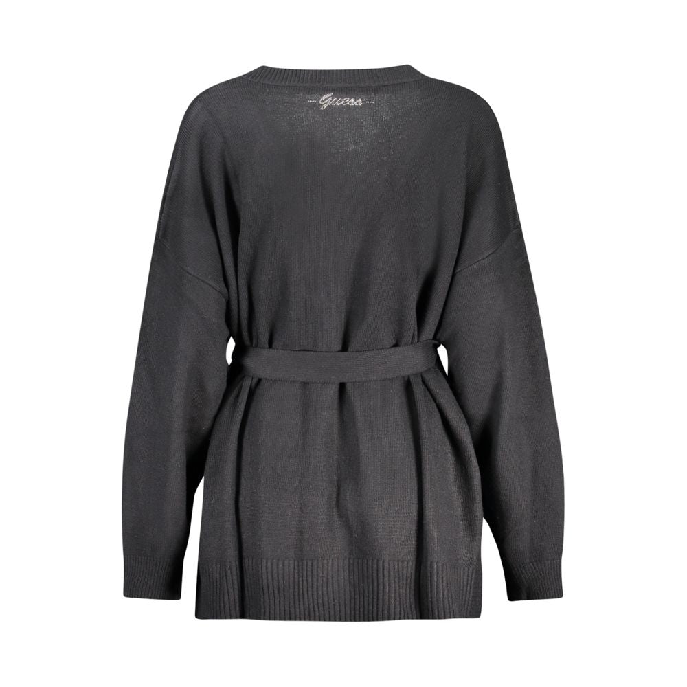 Pull femme Guess Jeans noir en acrylique, coupe décontractée et doux, idéal pour un look confortable et tendance.