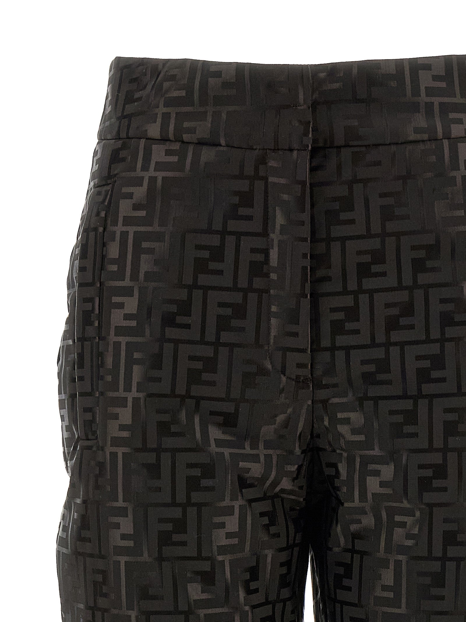 Pantalons de sport marron en coton de la marque Fendi, coupe décontractée et tissu confortable visible sur l'image.