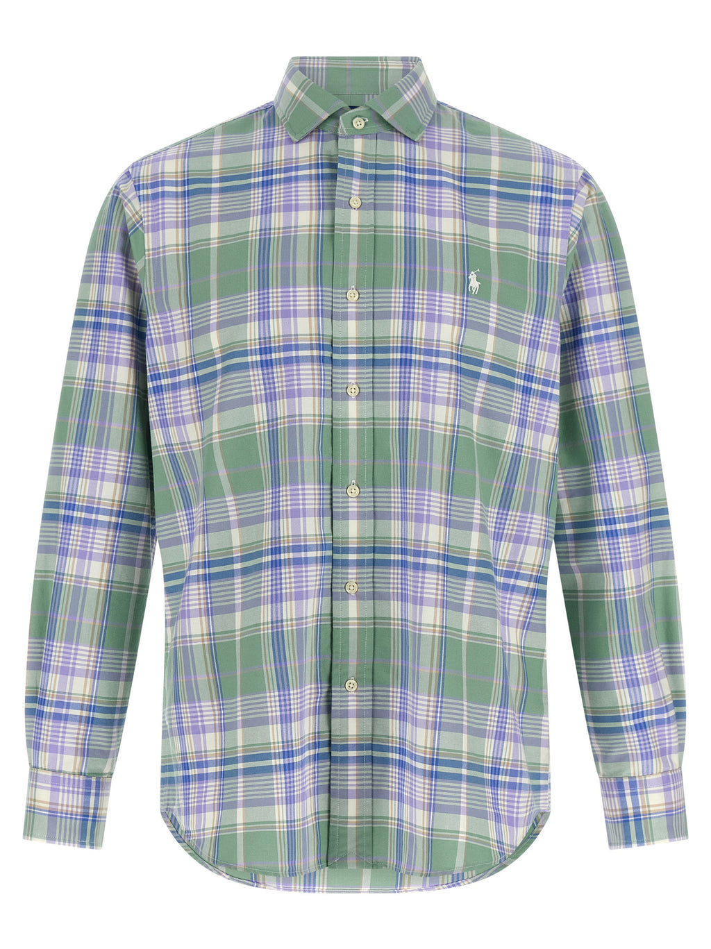 Chemise en coton multicolore Polo Ralph Lauren avec col et manches longues, détail de bouton et coupe classique.