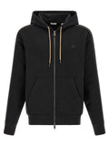 Sweat-shirt noir en coton de la marque Burberry, avec logo discret, porté sur un mannequin.