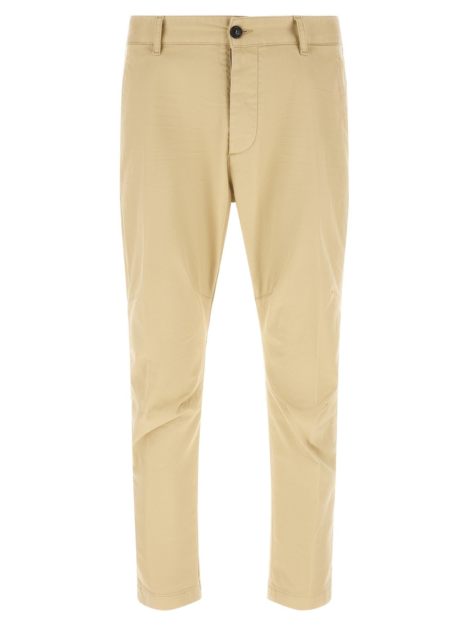 Pantalon cargo beige en coton de la marque Dsquared², coupe décontractée et détails pratiques visibles sur l'image.