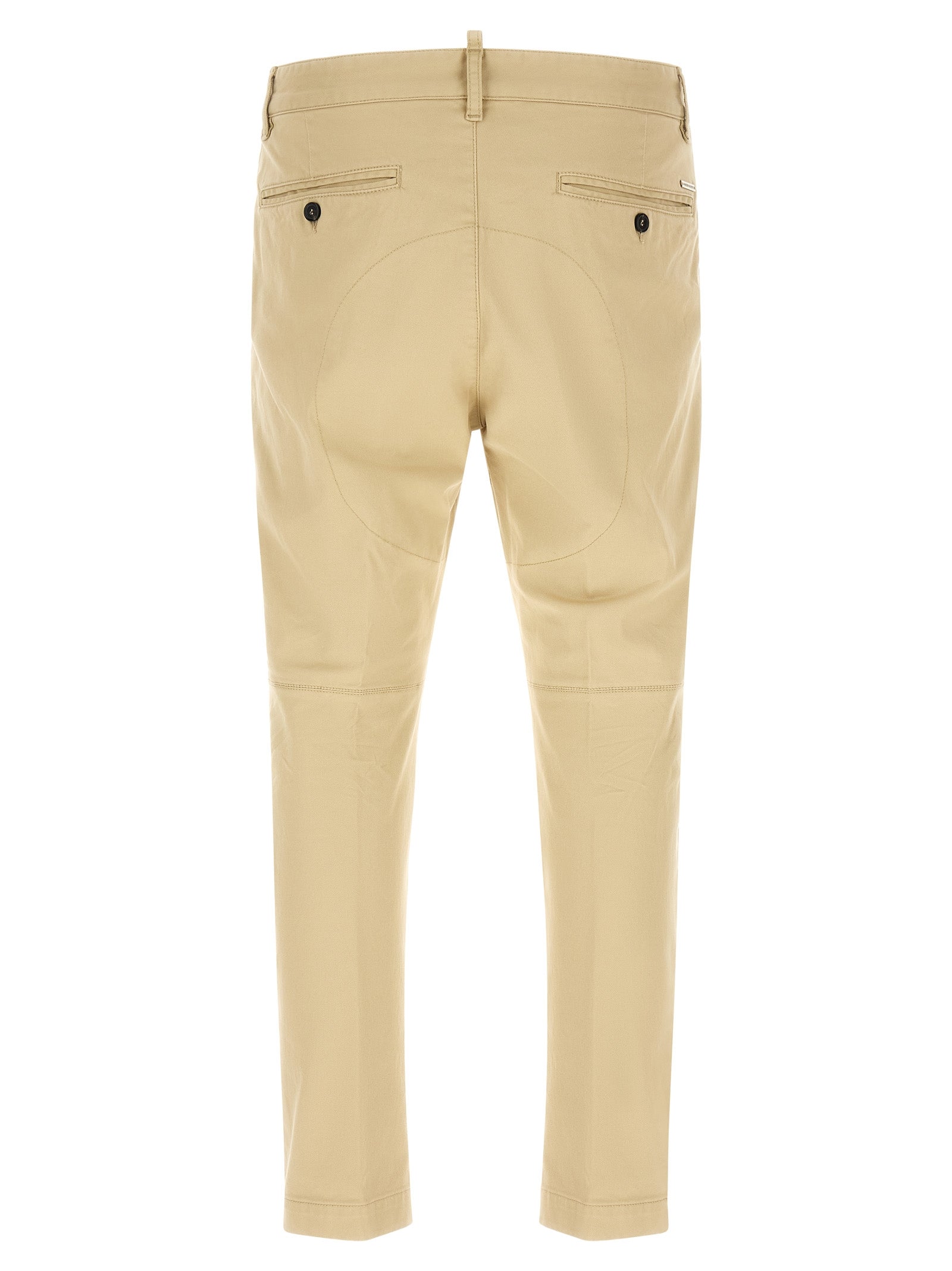 Pantalons cargo en coton beige de Dsquared², avec poches latérales et coupe décontractée, vue de face.