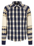 Chemise en coton multicolore Dsquared² avec manches longues et col, affichée sur un mannequin.