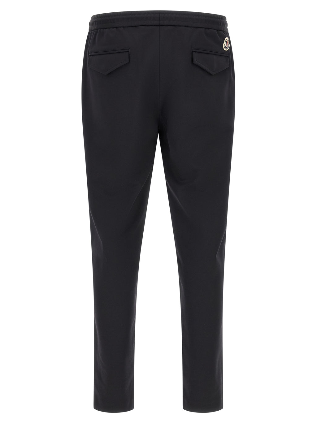 Pantalons de sport Moncler noirs en polyamide, joggers pour l'entraînement, affichant une coupe décontractée et tissu léger.