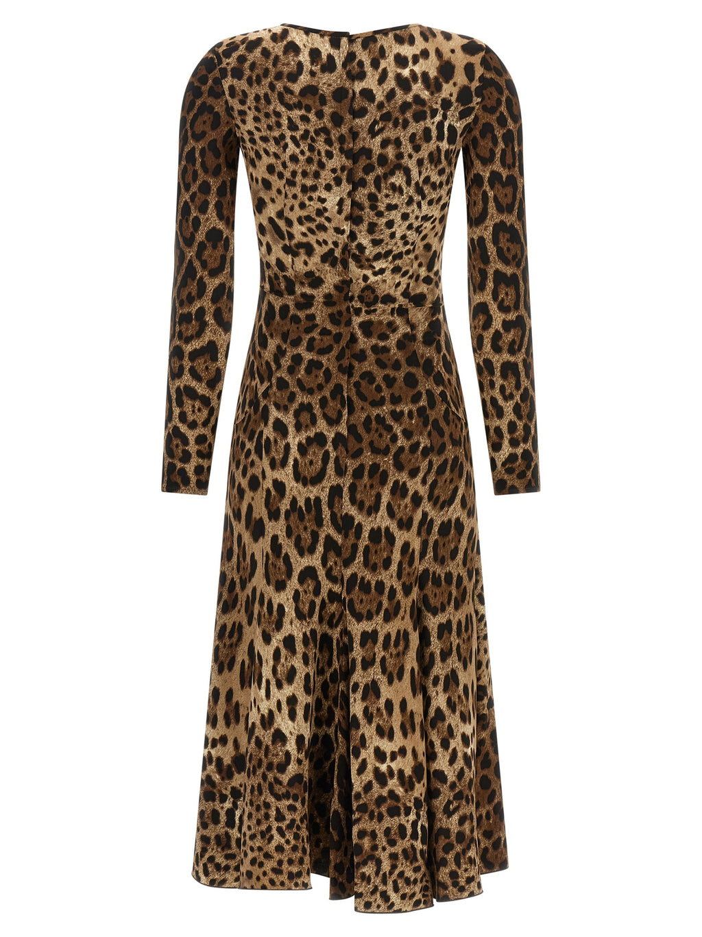 Robe midi en viscose marron de Dolce & Gabbana, élégante et fluide, avec détails sophistiqués et coupe flatteuse.