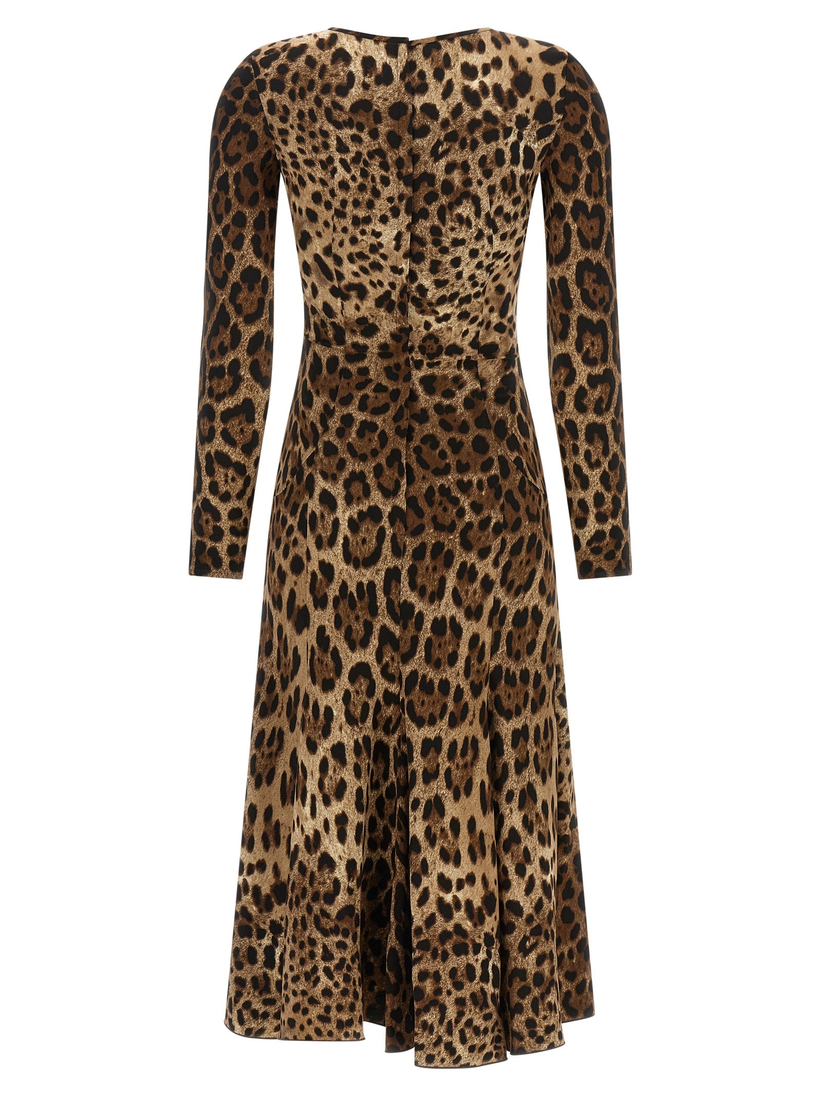Robe midi en viscose marron de Dolce & Gabbana, élégante et fluide, avec détails sophistiqués et coupe flatteuse.