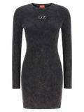 Robe courte en coton noire de la marque Diesel, design élégant avec un style décontracté.