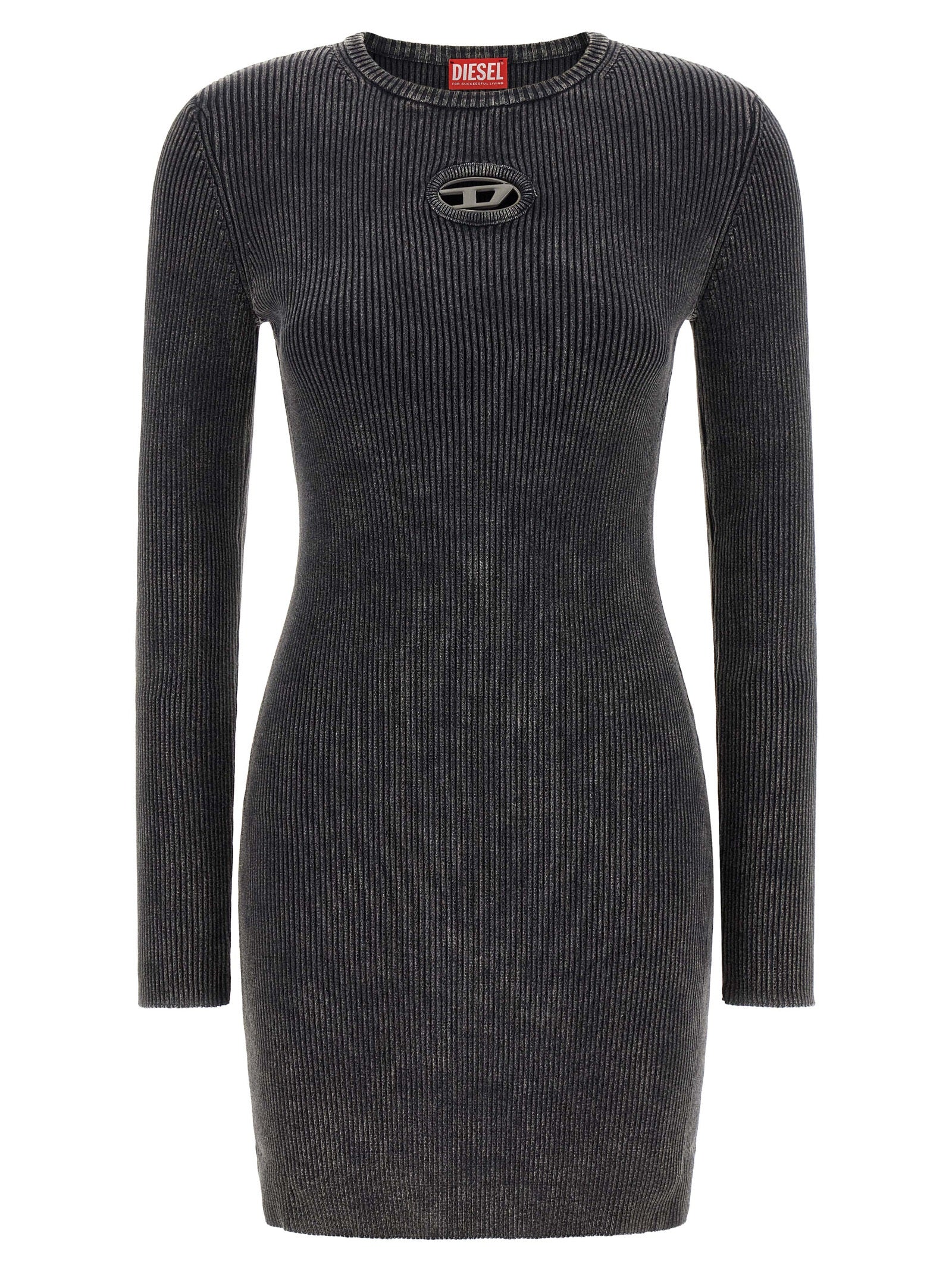 Robe courte en coton noire de la marque Diesel, design élégant avec un style décontracté.