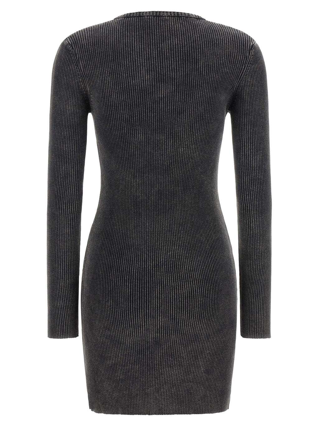 Robe courte Diesel en coton noir, silhouette décontractée avec manches courtes et design simple, vue de face.