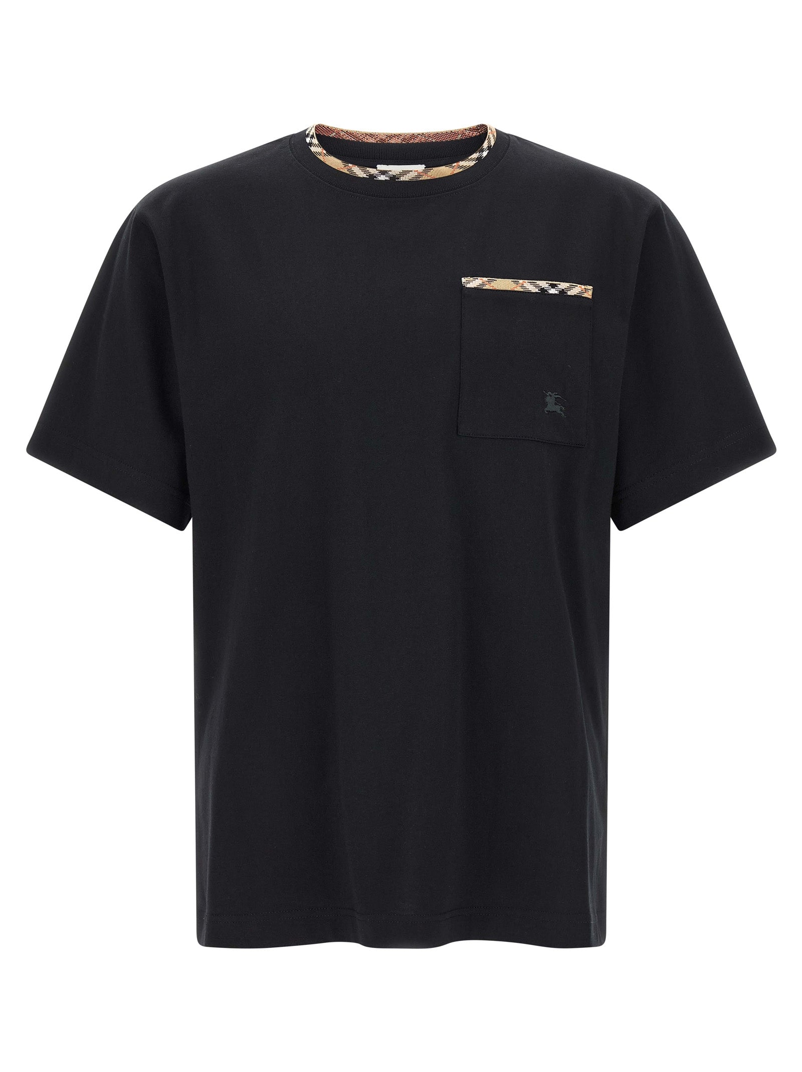 T-shirt en coton noir de Burberry, coupe classique, avec logo discret sur la poitrine, idéal pour un style élégant et décontracté.