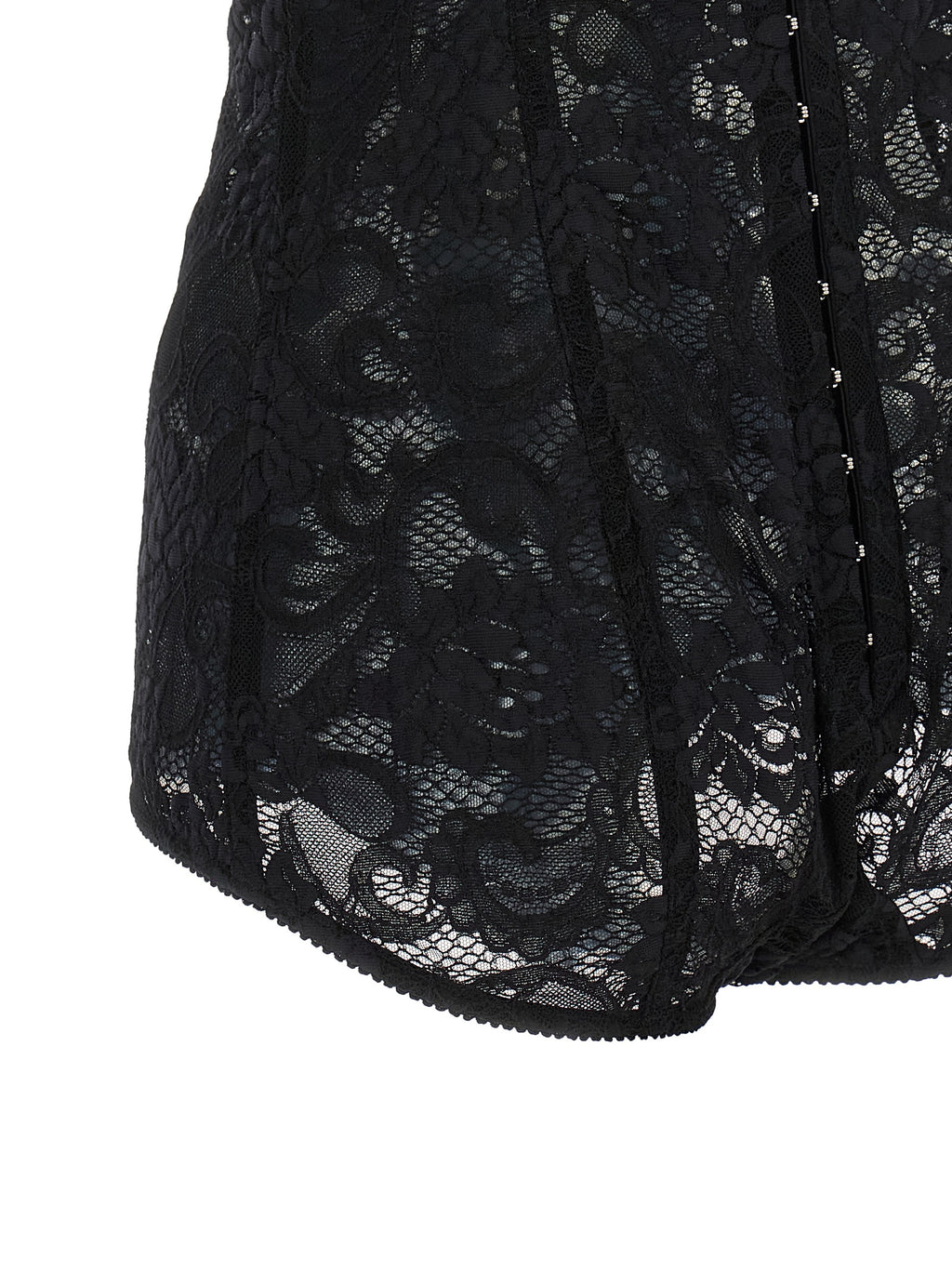 Body en polyamide noir de Dolce & Gabbana, ajusté, avec détails élégants, porté sur mannequin.