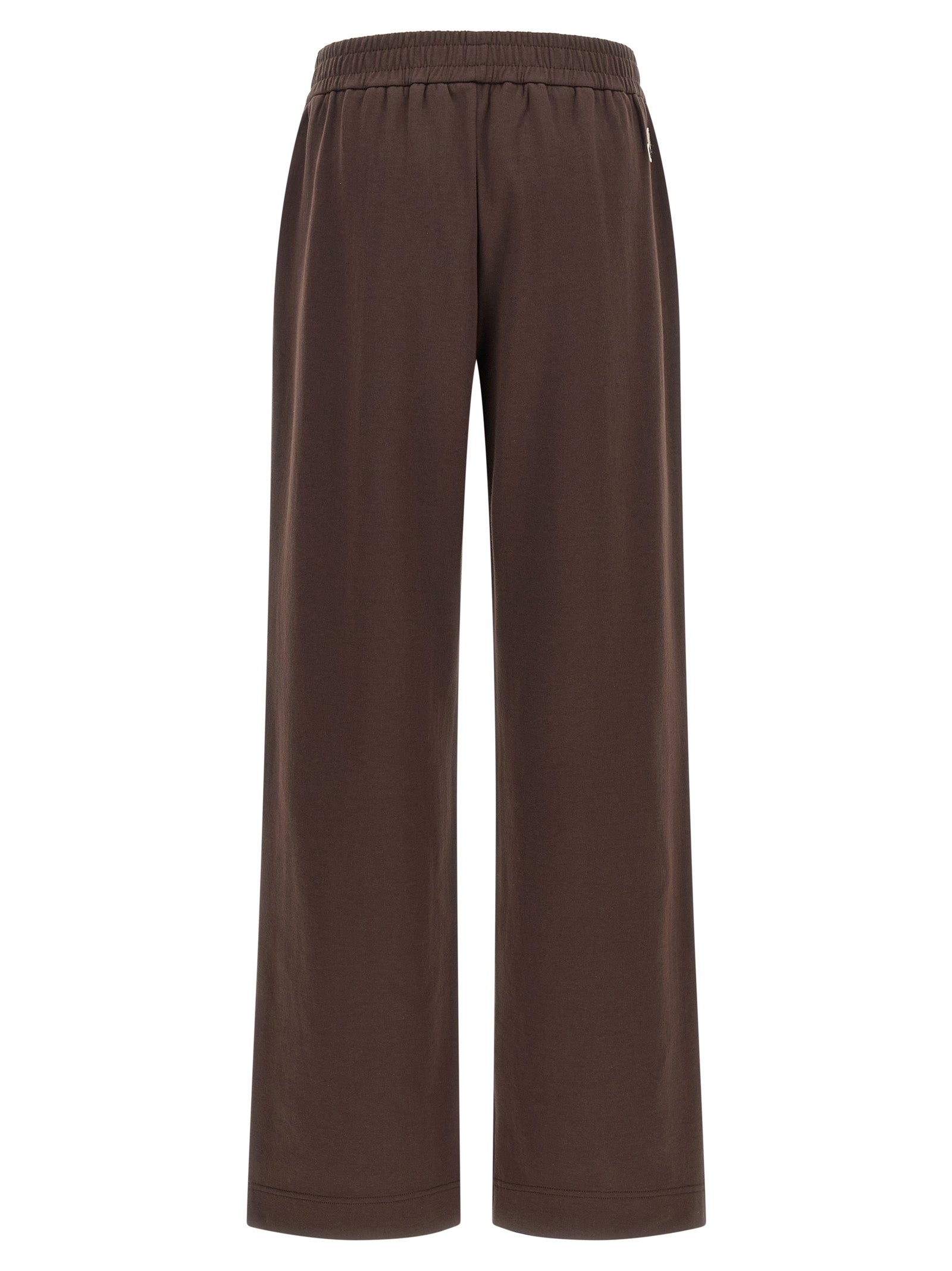 Pantalons de jogging en coton marron Moncler pour l'entraînement, avec logo visible sur la jambe.