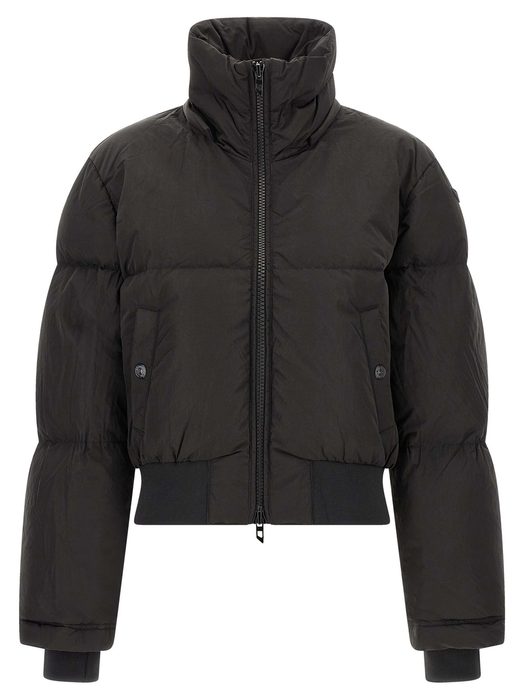 Veste longue en polyamide noire Diesel, style moderne et élégante, adaptée pour un look urbain et tendance.