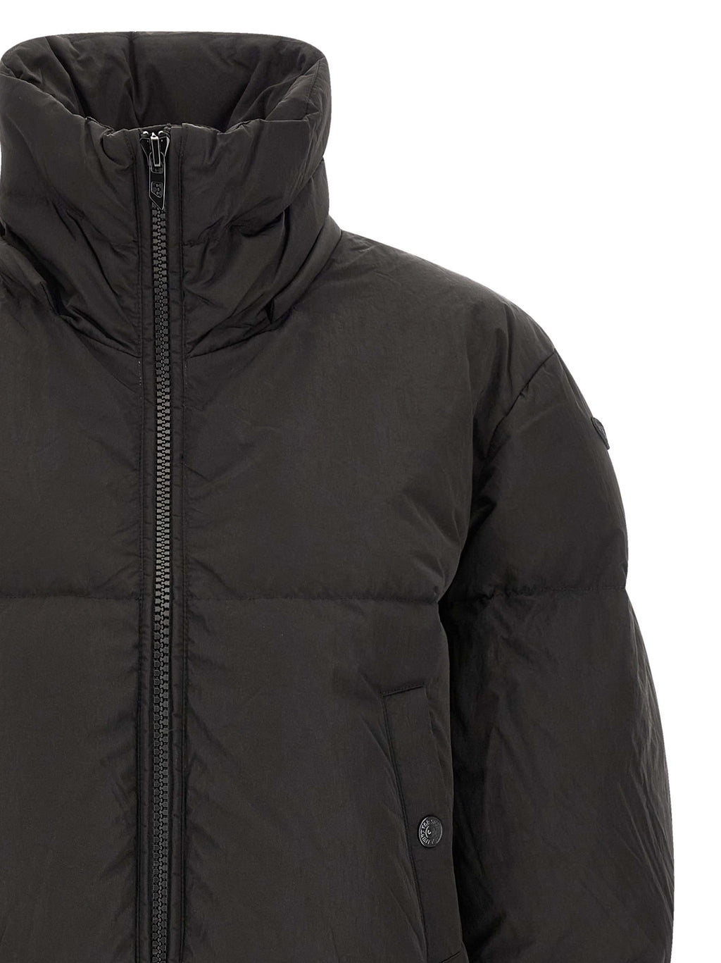Veste longue en polyamide Diesel noire, style décontracté avec fermeture éclair et col montant, pour un look moderne et pratique.