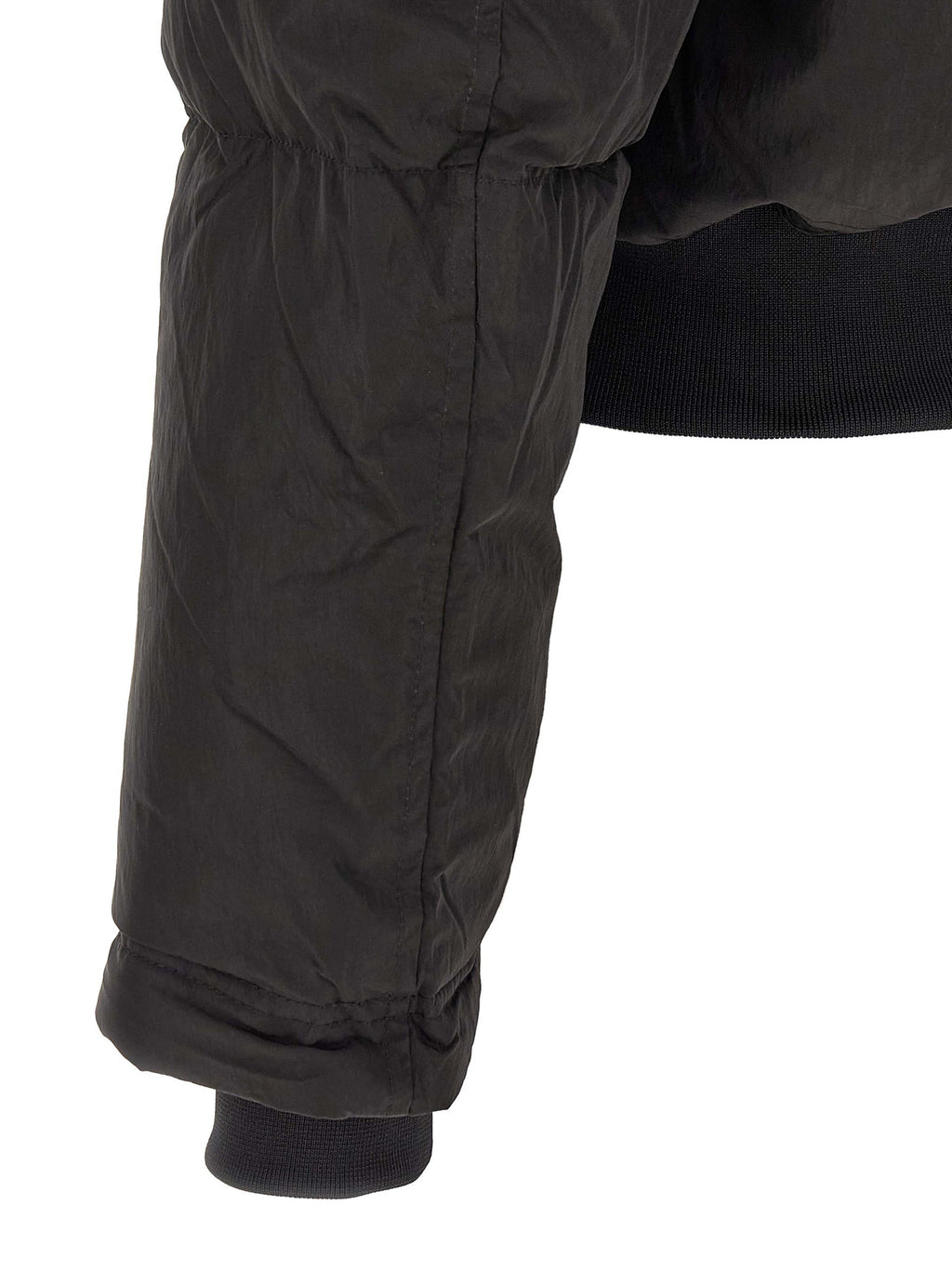 Veste longue Diesel en polyamide noir, coupe moderne et élégante, visible avec fermeture éclair et col montant.