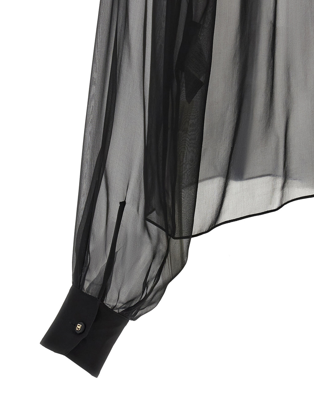 Blouse en soie noire de Dolce & Gabbana, élégante chemise à manches longues avec col classique, vue de face.