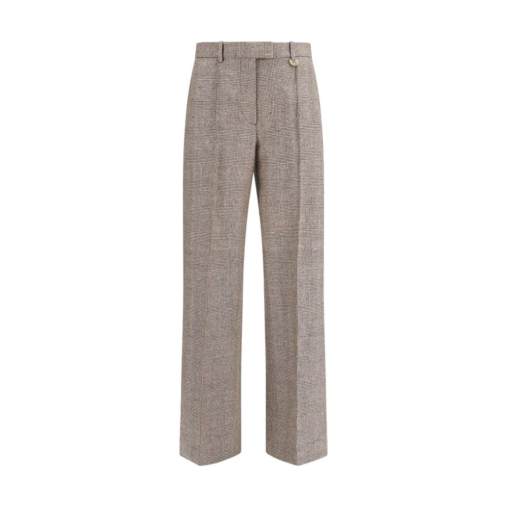 Pantalons de costume beige en laine Burberry Oves Aries, coupe élégante, détails classiques, tissu de haute qualité.