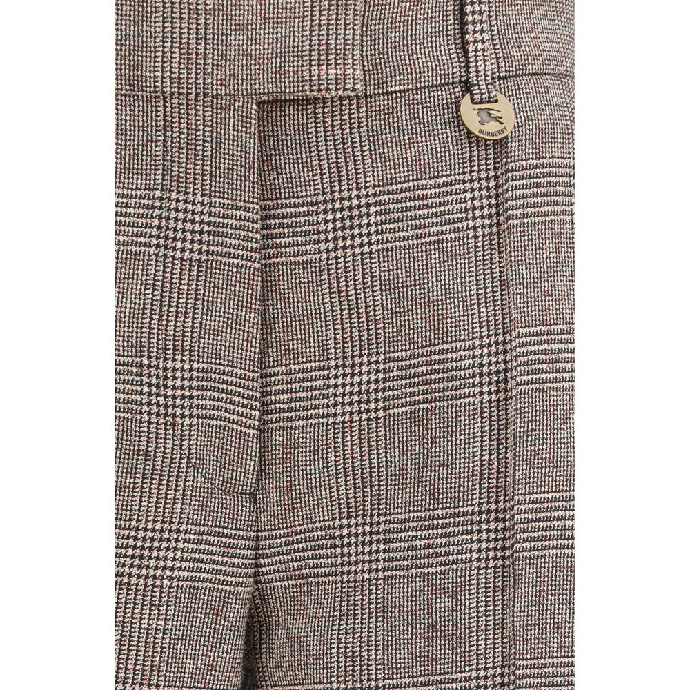 Pantalon beige en laine Burberry Oves Aries, coupe classique, détails élégants, porté sur un mannequin.