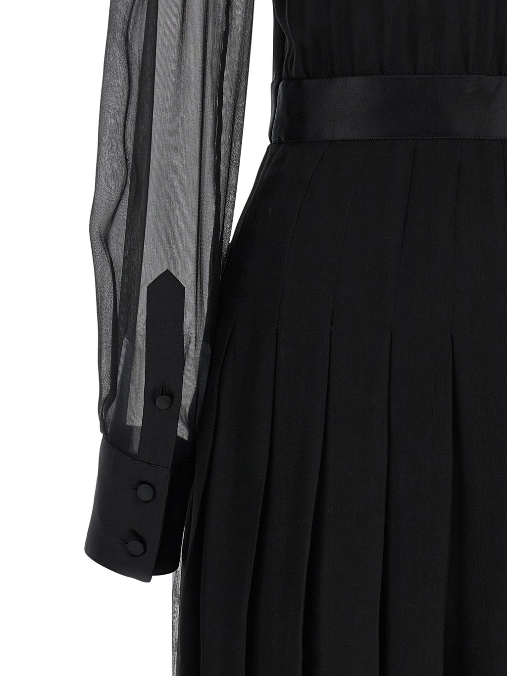 Robe midi en soie noire de Dolce & Gabbana, élégante et fluide, avec un design sophistiqué et des détails raffinés.