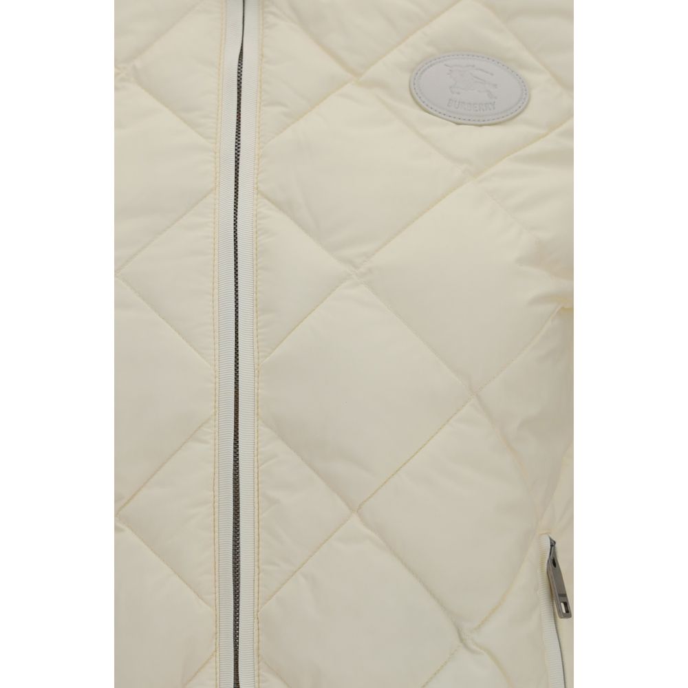 Cardigan beige en polyamide de Burberry, classique et élégant, avec détails de la marque visible.